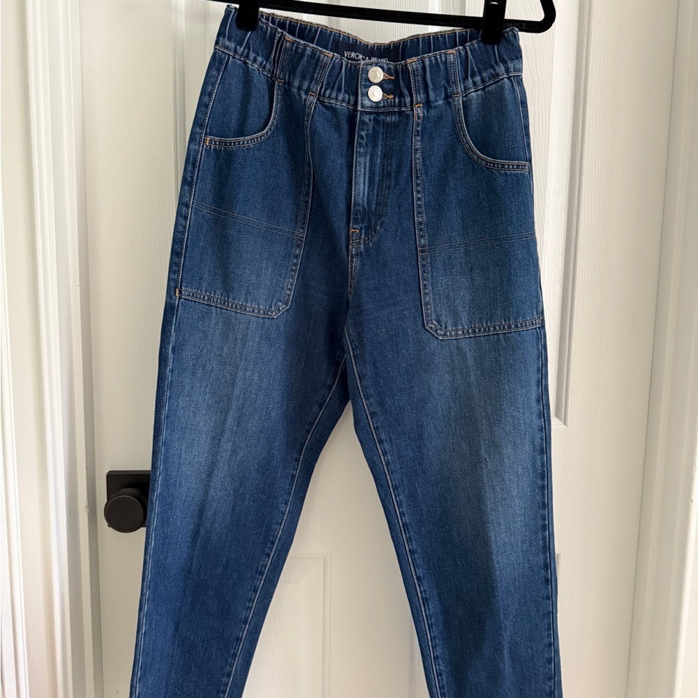 Veronica Beard Blue Ankle Cropped Jeans Relaxed Fit